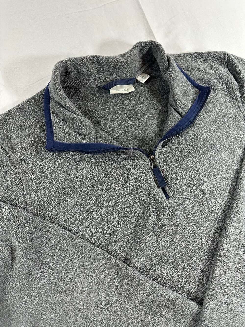L.L. Bean Mountain Classic Fleece Quarter-Zip Pullover Gray Womens